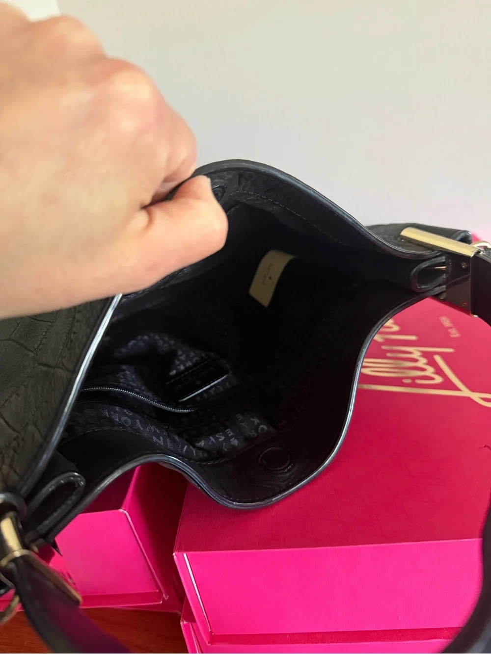 Kate Spade DelMar black leather crossbody bag